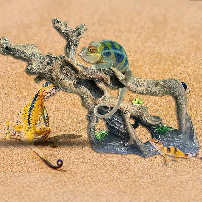Resin Reptile Driftwood Decoration Bearded Dragon Branch Lizard Climb Habitat Decor Hanging Jungle Vines Reptiles Tank Accessories for Chameleon Snake Gecko Spider Fish Tree Frog MUYG