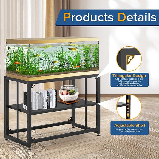 Fish Tank Stand 40 Gallon, Metal Aquarium Stand 36.5" L x 18.5" W*29.5”H, Double-Layer Storage Design, Suitable for Home and Office Use, 660LBS Capacity, Black (Tank not Included) TOCRETOARE