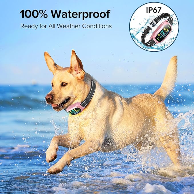 Dog Bark Collar, Rechargeable Smart Collar, Anti Barking Training Collar with 5 Adjustable Sensitivity Beep Vibration, Bark Collar for Large Medium Small Dogs (Pink) FAFAFROG