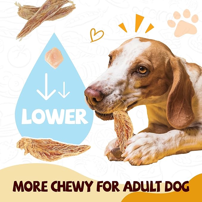 Chicken Jerky Dog Treats, Lower Moisture Content, Healthy Premium Chewy Dog Jerky Treats, 10.6 oz - PAWPICO