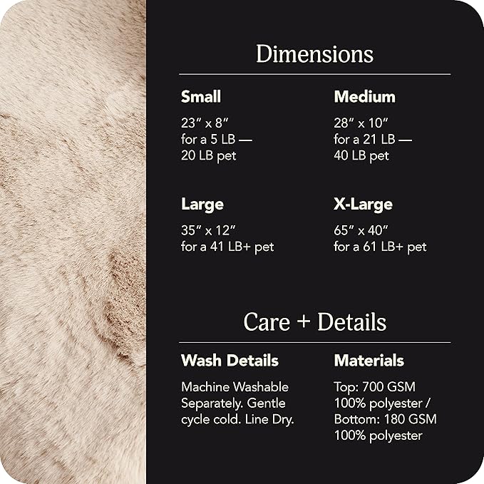 UnHide Floof Pet Bed - Large (35" x 12") - Extra Soft Dog Bed - Removable Faux Fur Cover - Machine Washable - Helps Ease Pet Anxiety & Provides The Perfect Sleep - Beige Bear - PAWPICO
