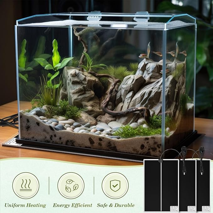 ROCEEI 6 Pcs Reptile Heat Mat 20W 11x16.5 Inch Reptile Heating Pad with Temperature Control Removable Terrarium Heater Under Tank Heat Pad for Reptiles Gecko Turtle Tortoise Snake Lizard Hermit Crab ROCEEI