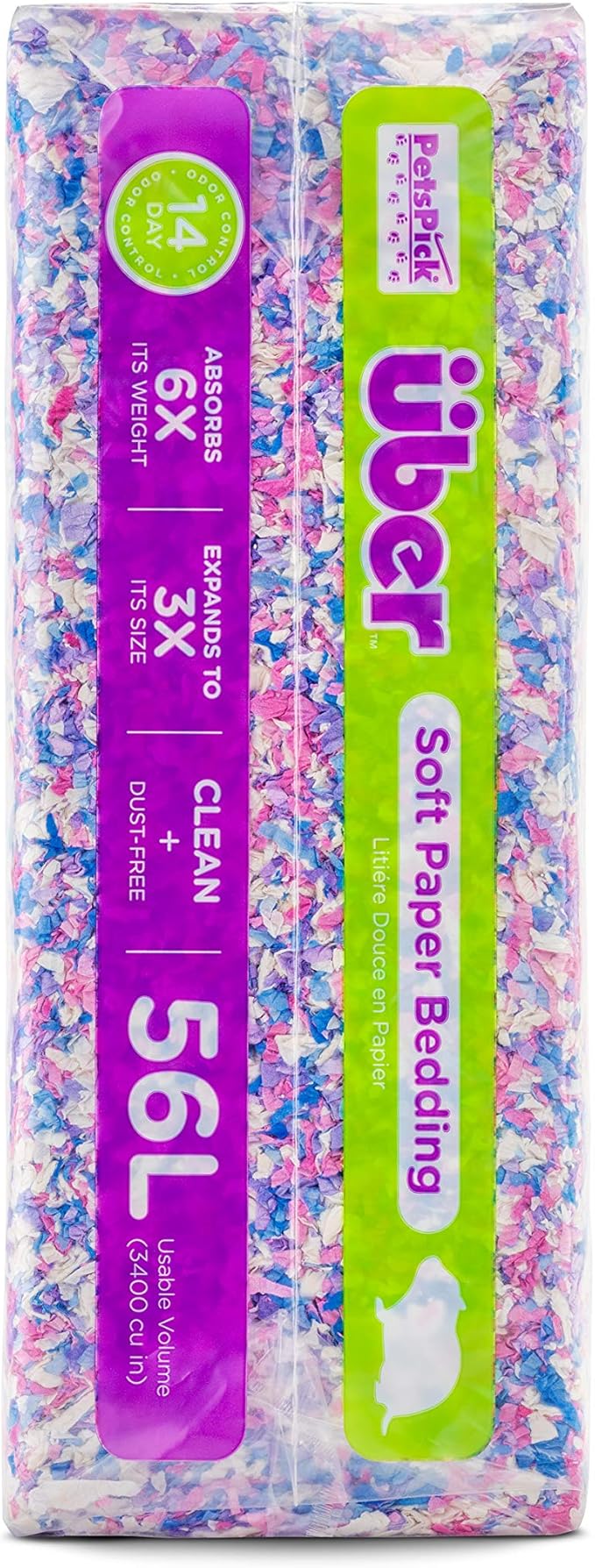 Uber Soft Paper Pet Bedding for Small Animals, Confetti, 56L PetsPick%C2%AE