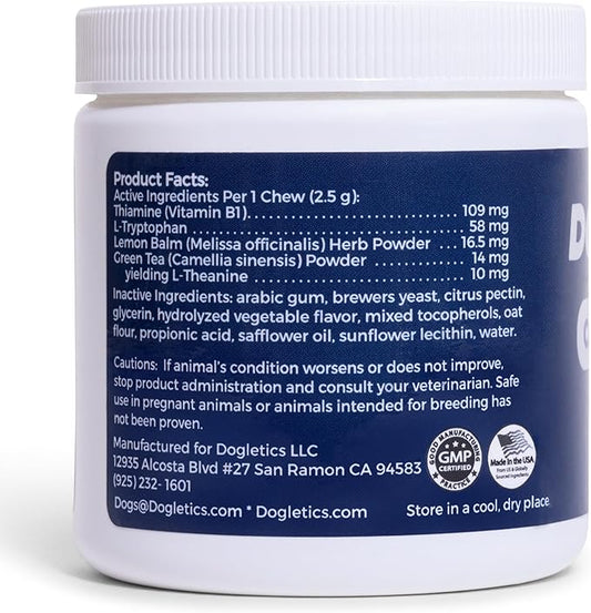 Calm & Relax Soft Chew Supplements for Dogs - Reduce Stress & Anxiety, Behavioral Support, Promote Rest & Relaxation for Active Dogs Dogletics