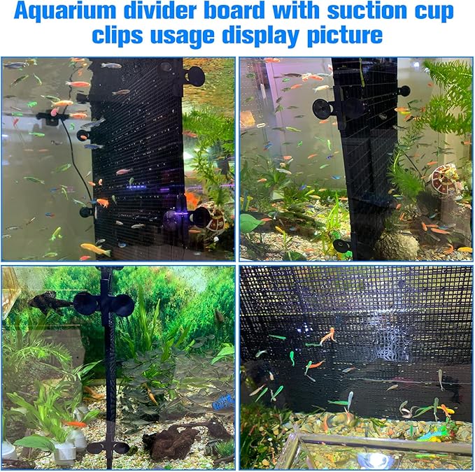 8pcs Fish Tank Divider with 10 pcs Suction Cups DIY Adjustable Aquarium Divider Filter Bottom Fish Tank Isolation Board Egg Crate Weramics