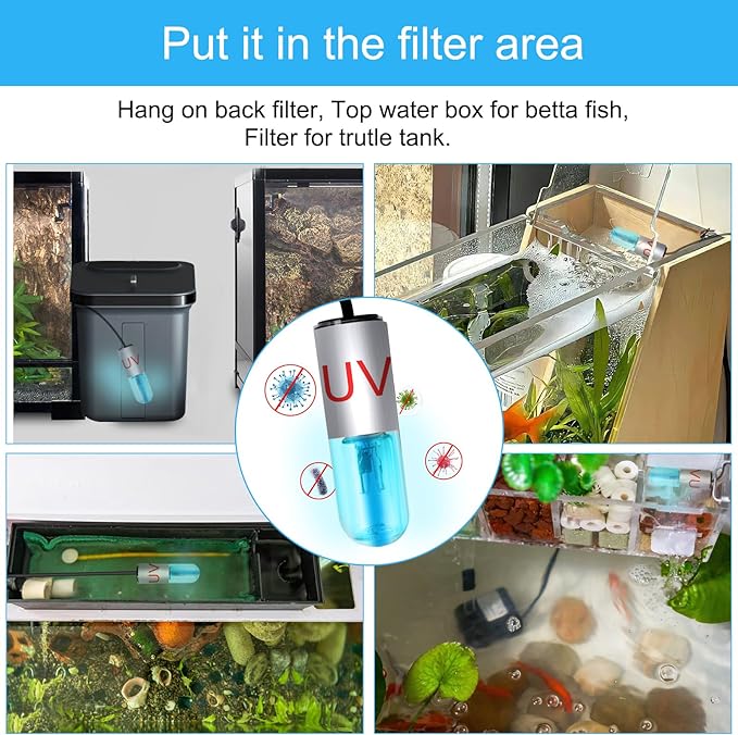 Aquarium Clean Light,3 W Mini &13W Submersible Light with UV Test Card,Aquarium Water Clean Green Clear Waterproof Clean Lamp for Pond,Swimming Pool,Indoor (3W Mini) AquariumPetsFishMonopoly