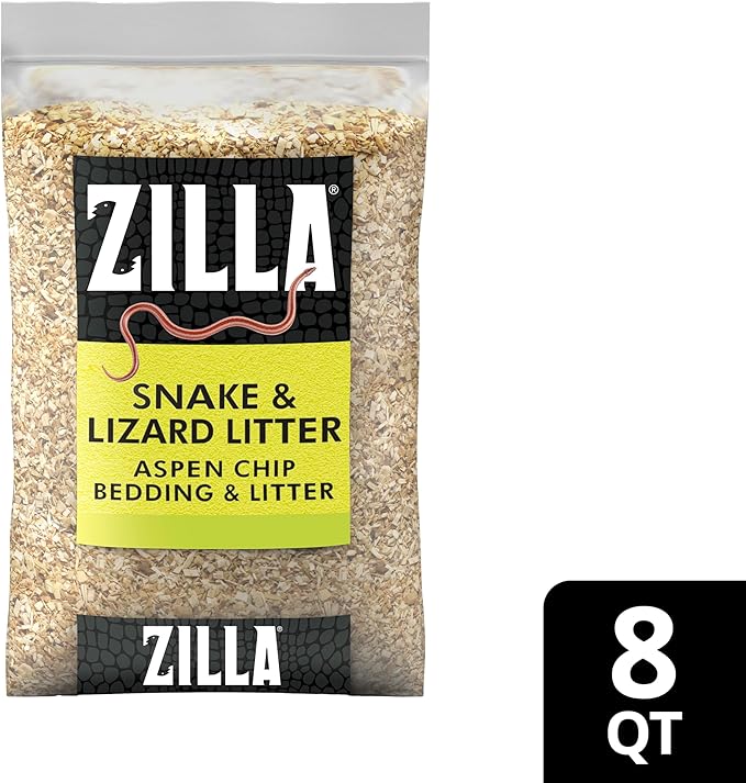Zilla Snake and Lizard Litter Substrate, Made with Aspen Chips, Ultra Absorbent Bedding, Easy to Clean, 8 Quarts Zilla