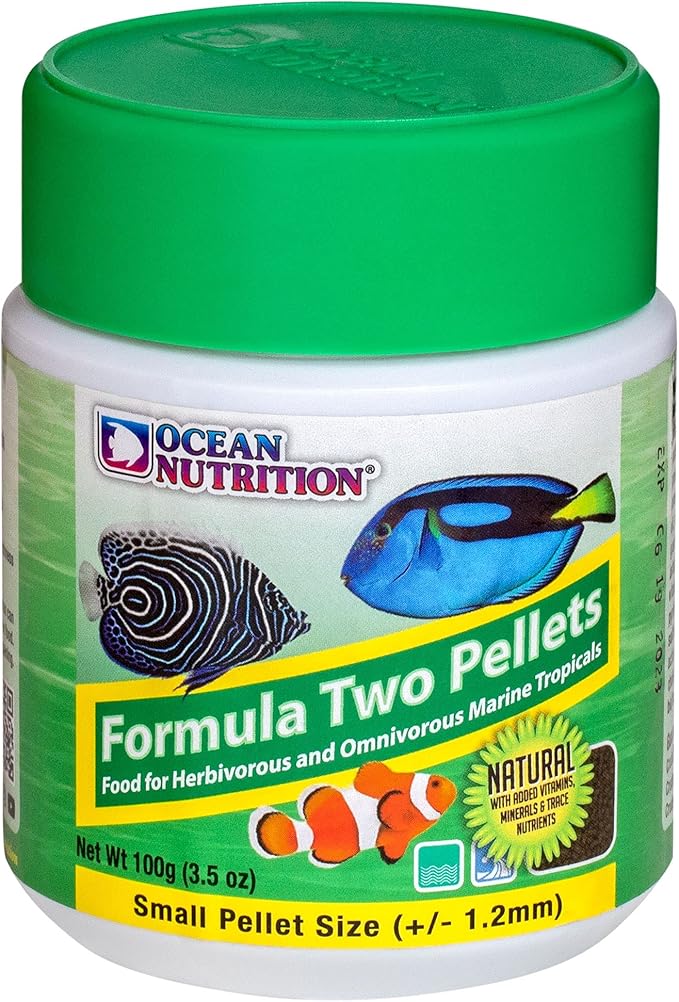 Ocean Nutrition Formula Two Pellets - Fish Food for Herbivorous & Omnivorous Marine Tropical Fish, High Protein(40%) - 3.5 oz (100 g) Small Pellets OceanNutrition