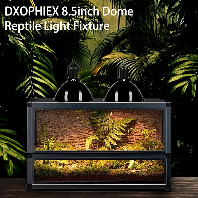 8.5inch Dome Reptile Heat Lamp Reptile Light Fixture UVB Reptile Light Fixture Max 150W for Bearded Dragon, Turtles, Snake and Lizard Terrarium DXOPHIEX