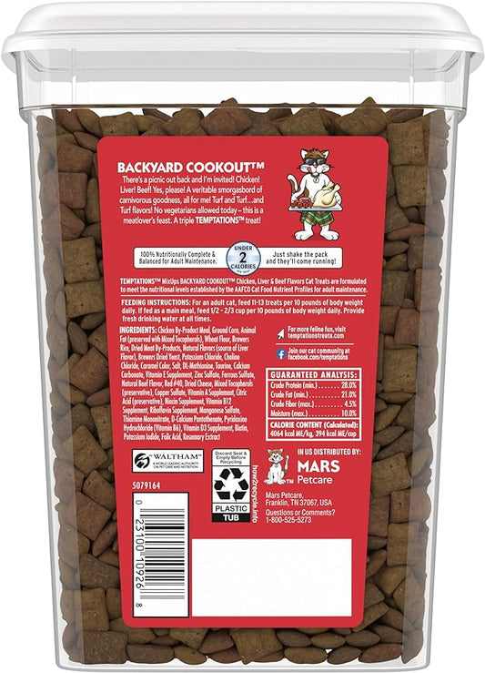 Temptations MixUps Backyard Cookout Flavor Crunchy and Soft Cat Treats, 16 oz. Tub Temptations