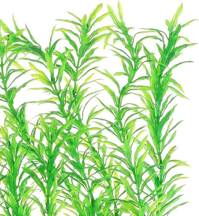 JIHAQUA Aquarium Decor Plastic Plants Extra Large 21 Inches Artificial Fish Tank Plants Tall Fish Tank Decorations (Green 2pcs) JIHAQUA