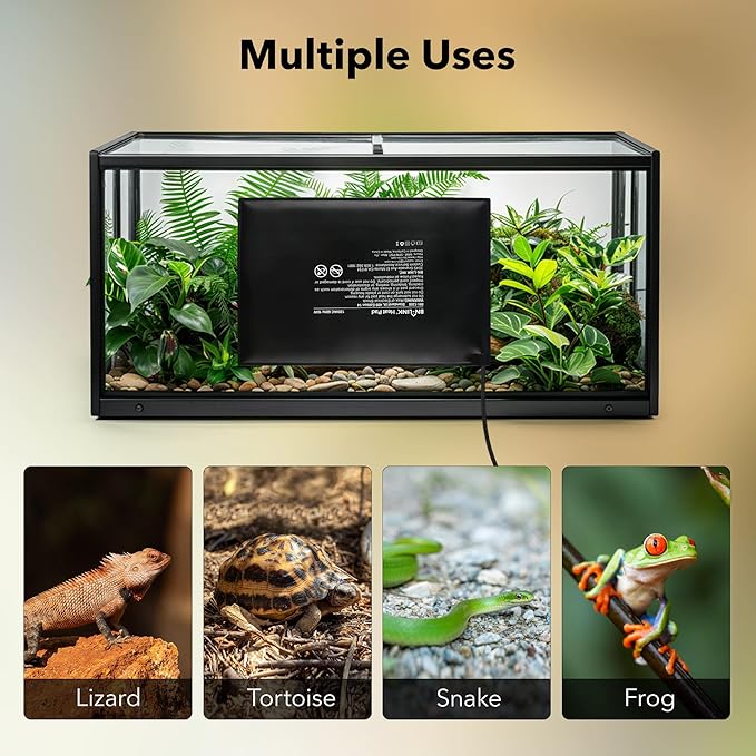 BN-LINK Durable Reptile Heating Pad 8" X 12" with Digital Thermostat Under Tank Heater Terrarium Warmer Combo Set for Turtles, Lizards, Frogs, and Other Reptiles BN-LINK