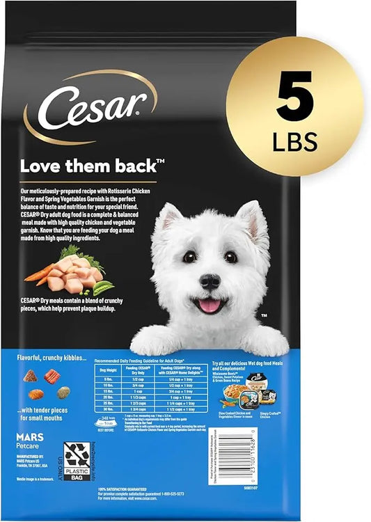 CESAR Adult Small Breed Dry Dog Food Rotisserie Chicken Flavor with Spring Vegetables Garnish, 5 lb. Bag - PAWPICO