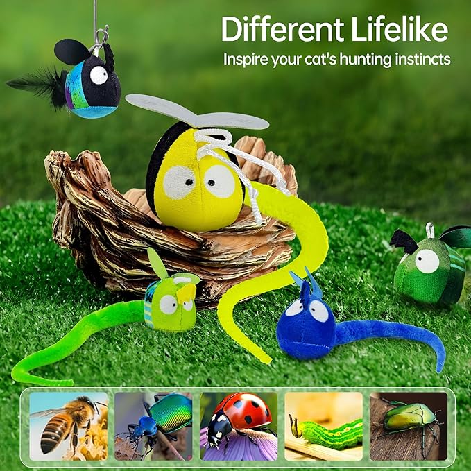 Chirping Cat Toys Hanging Cat Feather Toy - Catnip Interactive Cat Toys for Indoor Cats - Automatic Cat Toy for Cat Exercise & Kicker to Self Play (Blue Pangpang) - PAWPICO