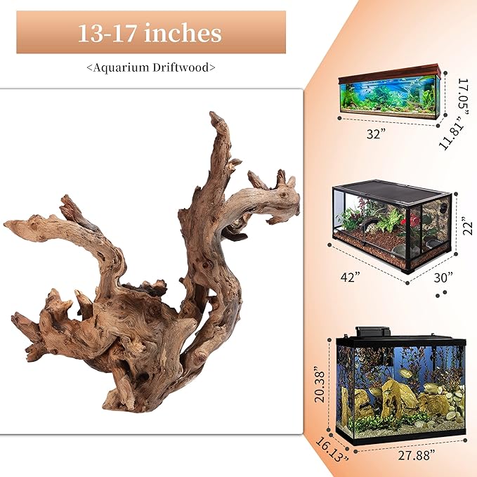 majoywoo Natural Large Driftwood for Aquarium Decor Reptile Decor 13-17" Long, Over 1.3 lbs Majoywoo
