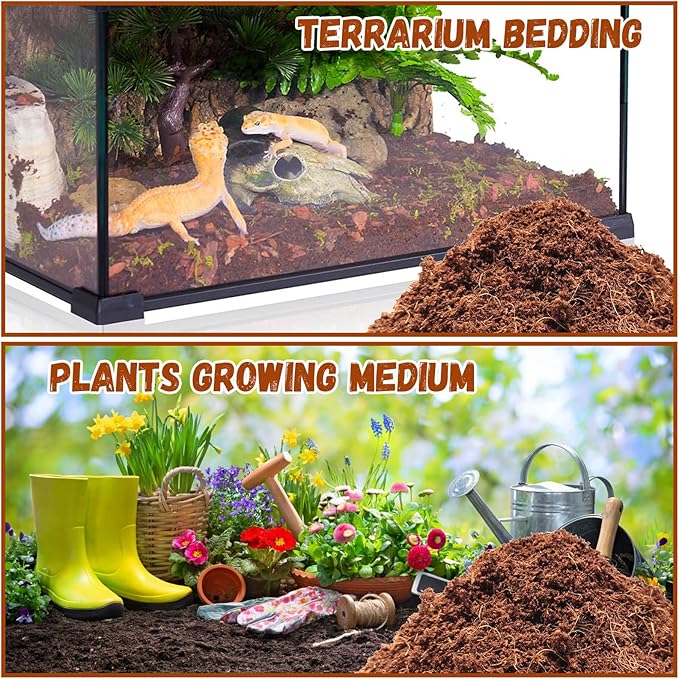 Legigo 6 Pack Compressed Coconut Fiber Substrate - 100% Organic Coconut Fiber Brick Bedding for Reptiles, Natural Coco Husk Substrate Terrarium Bedding for Snake, Hermit Crabs, Frogs, Tortoise, Gecko Legigo