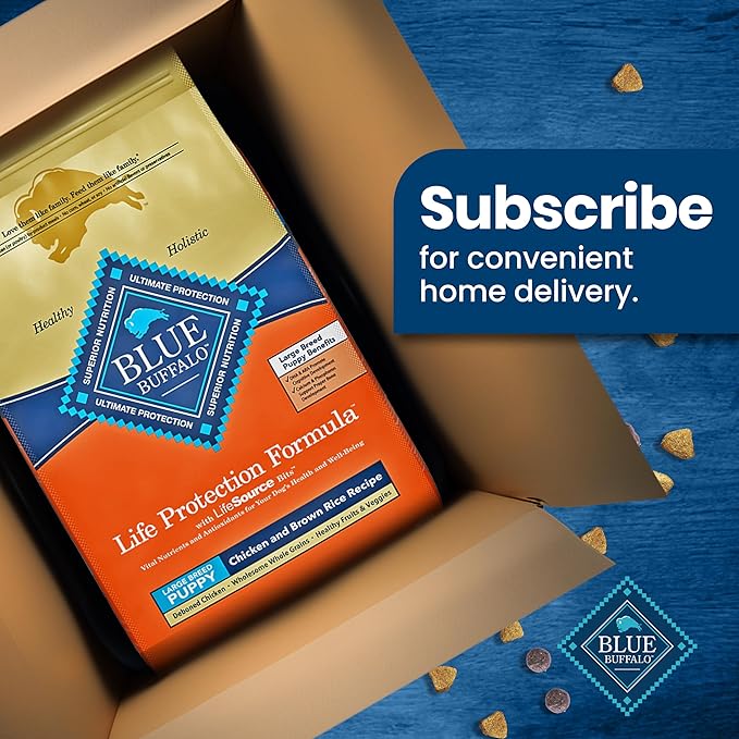 Blue Buffalo Life Protection Formula Large Breed Puppy Dry Dog Food with DHA, Vital Nutrients & Antioxidants, Made with Natural Ingredients, Chicken & Brown Rice Recipe, 15-lb. Bag - PAWPICO