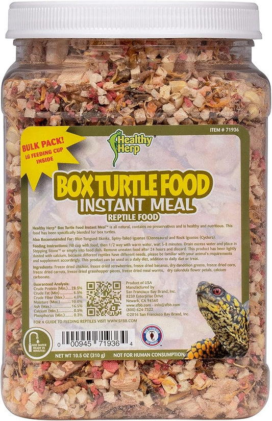 Box Turtle Food Instant Meal for Reptiles - Nutritious Turtle Food, Tortoise Habitat Accessories, Tortoise Food - Made in USA, Quick Prep - 10.5 oz (310g) HealthyHerp
