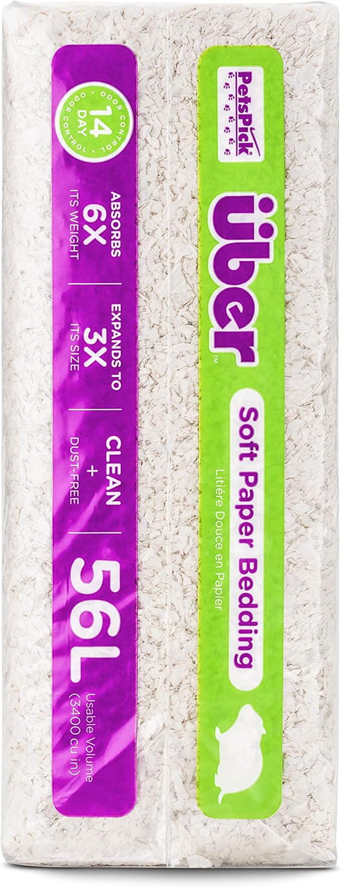 Uber Soft Paper Pet Bedding for Small Animals, White, 56L PetsPick%C2%AE