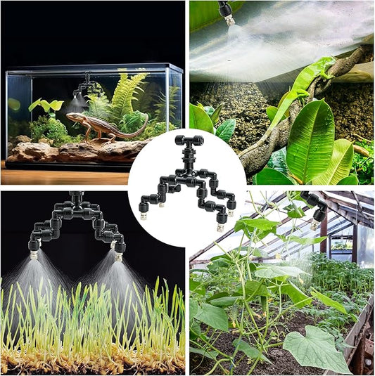 Reptile Mister Nozzles 360 Degree Adjustable Reptile Fogger Mist Sprinkler, Four-Head Black Misting Spray Nozzles for Aquarium Rainforest ExplorewithPassion