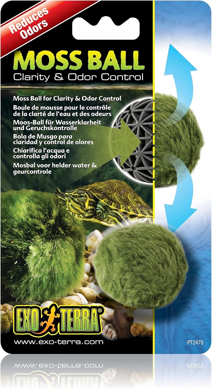 Exo Terra Moss Ball, Water Clarity and Odor Control for Aqua-Terrariums, PT2478, Green ExoTerra