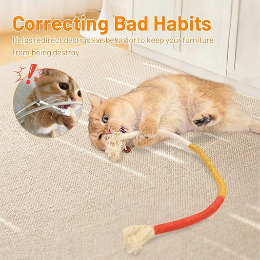Sisal Rope Cat Toys,3 Pack Bite-Resistant Catnip Toys,Cat Toys for Bored Indoor Cats, Safe Teeth Cleaning Chew Cat Toy,Interactive Cat Kicke Toys for Indoor Cats for 24" All Breeds - PAWPICO