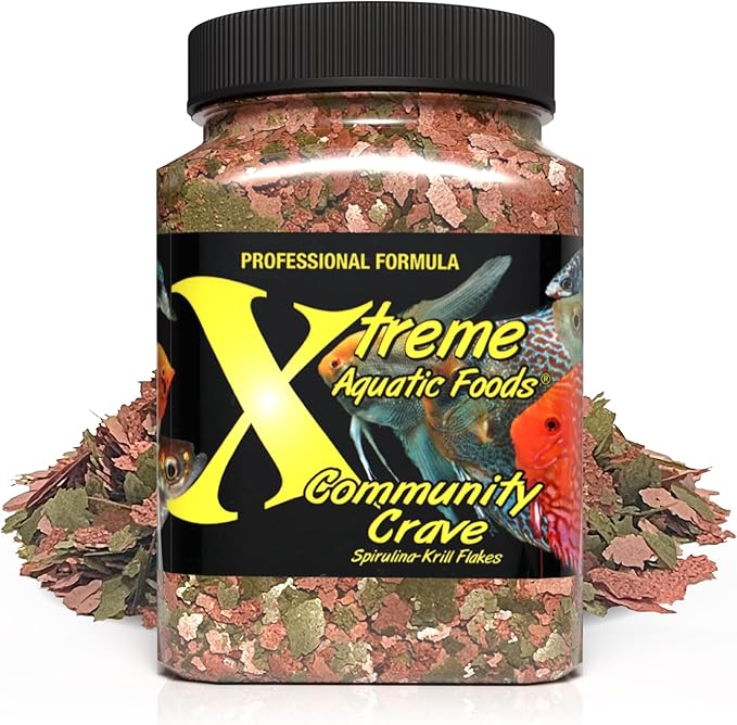 Xtreme Community Crave Flake - Krill & Spirulina Blend for Vibrant Colors, Immune Support and Digestive Health, Tropical & Freshwater Fish Nutrition – Premium Community Aquarium Food (3.5oz) XtremeAquaticFoods