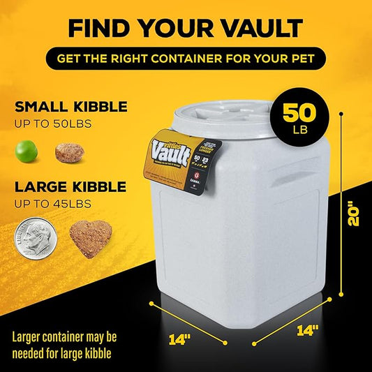 Gamma2 Vittles Vault Airtight Dog Food Storage Container - Fits up to 50 Pounds of Dry Pet Food - Perfect for Cat and Puppy Kibble - BPA-Free Plastic - Made in the USA - 14" L x 20" H - PAWPICO