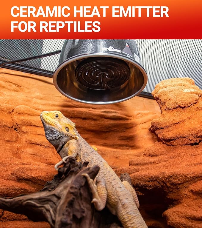 REPTI ZOO 2Pack Ceramic Heat Emitter 60W Reptile Heat Lamp Night Heat Lamp Bulbs Reptile Terrarium Heat lamp Tank Heat Bulb for Turtle Bearded Dragon Gecko Lizard Snake Chicken E26 REPTIZOO