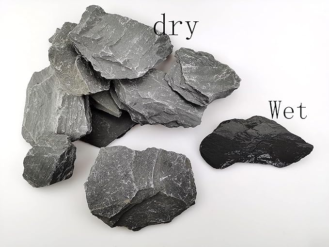Voulosimi Natural Slate Rocks PH Neutral Stone Perfect Rocks for Aquariums, Landscaping Model,Tank Decoration,Amphibian Enclosures (3.5 LB, 1-3 inch) Voulosimi
