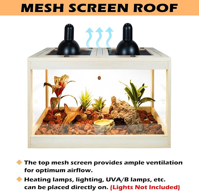 28 Gallon Terrarium, Reptile Habitat, Durable Quality, Suitable for All Types of Reptile, Hamsters, Snakes, Oak Color PROLEE