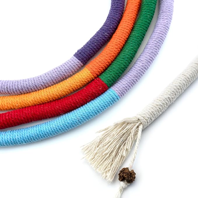 Quacc 4 PCS Cat Chew Toy Bite Ropes with Natural Gall Fruit, Colorful Kitten Chew Rope Interactive Cat Toy Sturdy Chewing Ropes for Cat Teeth Cleaning Stress Release - 27.6" - PAWPICO
