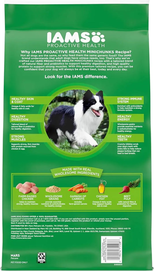 IAMS Proactive Health Minichunks Adult Dry Dog Food with Real Chicken and Whole Grains, 7 lb. Bag - PAWPICO