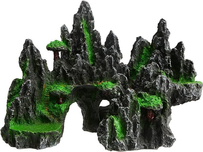 Saim Large Aquarium Mountain View Stone Ornament,Rock Cave Landscape Decorations Artificial Big Mountain Hill View Stone for Aquarium and Reptiles Decorations Mini Garden Decorating Saim