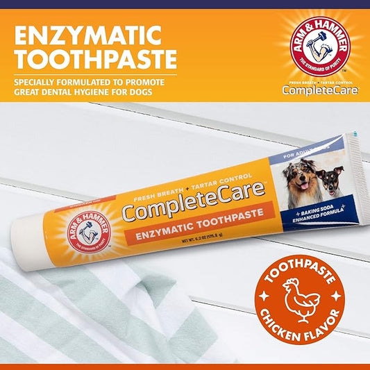 Arm & Hammer Complete Care Enzymatic Dog Toothpaste, 6.2 oz - Dog Toothpaste for Puppies and Adult Dogs, Arm and Hammer Toothpaste for Dogs - Pet Toothpaste, Dog Dental Care and Clean Dog Teeth ARMHAMMER