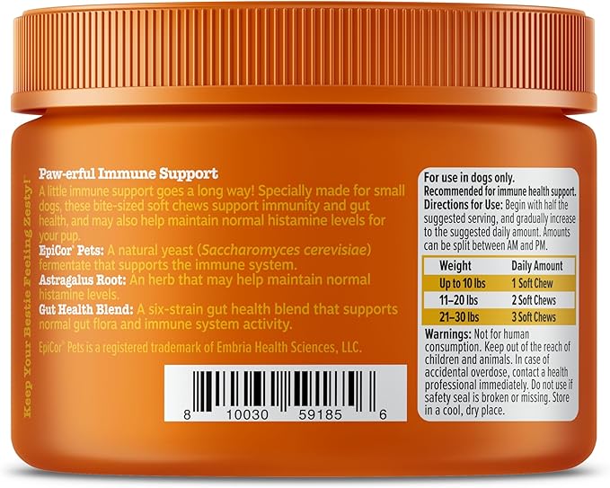 Zesty Paws Dog Allergy Relief - Anti Itch Supplement - Omega 3 Probiotics for Dogs - Digestive Health - Soft Chews for Skin & Seasonal Allergies - with Epicor Pets - Mini - Lamb - 90 Count ZestyPaws