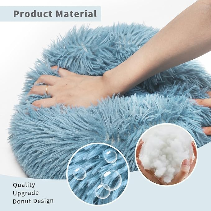Chinchilla Bed Blue for Cage Fluffy Round Beds for Small Animals Washable Anti Slip - PAWPICO