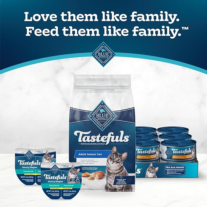 Blue Buffalo Tastefuls Adult Dry Cat Food Indoor Cat Formula, Made in the USA with Natural Ingredients, Chicken & Brown Rice Recipe, 3-lb. Bag - PAWPICO