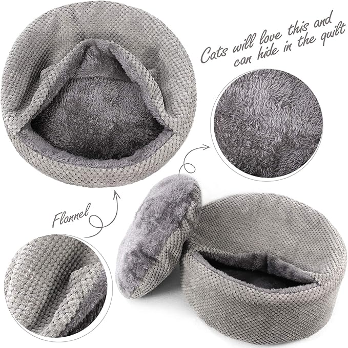 Winsterch Washable Warming Cat Bed House,Round Soft Cat Beds for Indoor Cats,Calming Pet Sofa Kitten Bed,Small Cat Pet Covered Cat Cave Beds Puppy Bed for Small Dogs (Gray) - PAWPICO