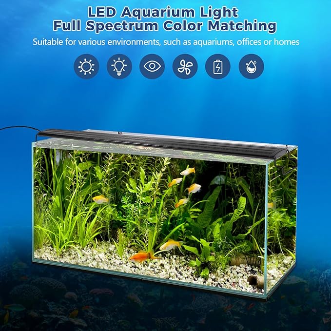 Tatub 16W LED Aquarium Light for 24"-30" Fish Tank, Full Spectrum Fish Tank Light with White Blue Red Green LEDs, 10 Levels of Brightness,Timer Auto On/Off Tatub