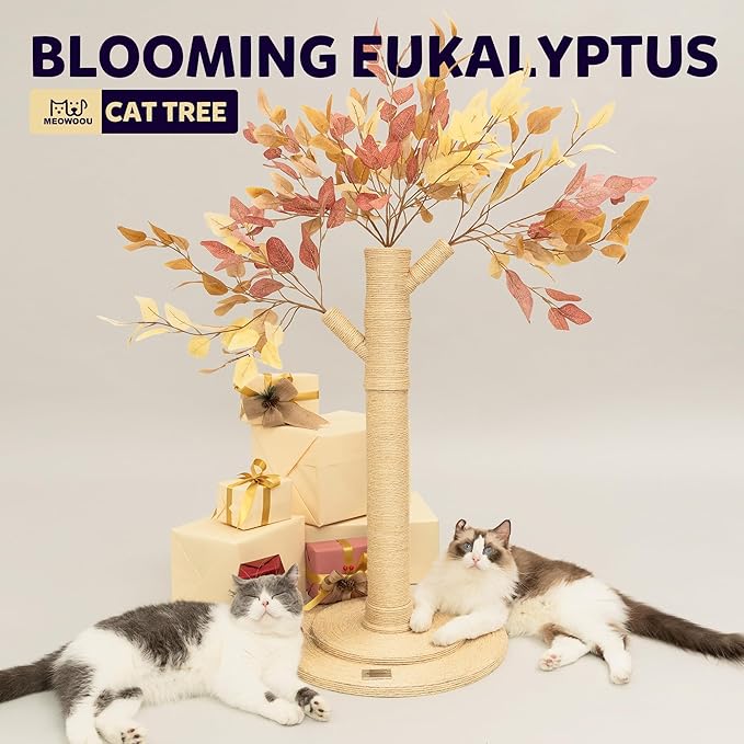 Cat Scratching Post 41.7" Tall Scratching Post for Indoor Cats Cat Scratcher Cat Tree Wrapped Sisal Rope Large Cat Scratching Post Cute Cat Scratching - PAWPICO