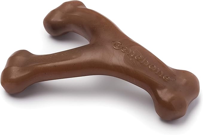 Benebone Wishbone Durable Dog Chew Toy for Aggressive Chewers, Real Peanut, Made in USA, Small, for Any breed - PAWPICO