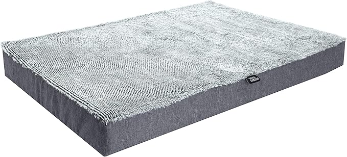 SportPet Designs Deluxe Dog Mattress, Water-Resistant Liner Pet Bed, Reversible, Top Memory Foam - Large, Gray (CM-10060-CS01) - PAWPICO