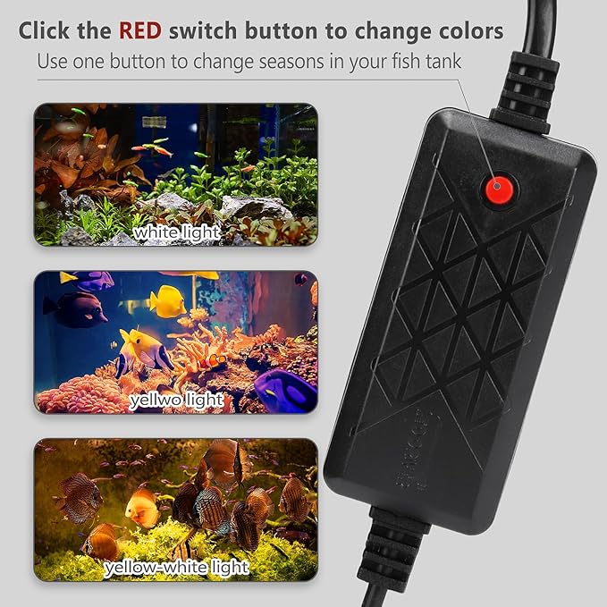 Aquarium Light Focus Light for Fish Tank Indoor LED Light Big Clip Lamp Adjustable Focus (White-Yellow) PAWPICO