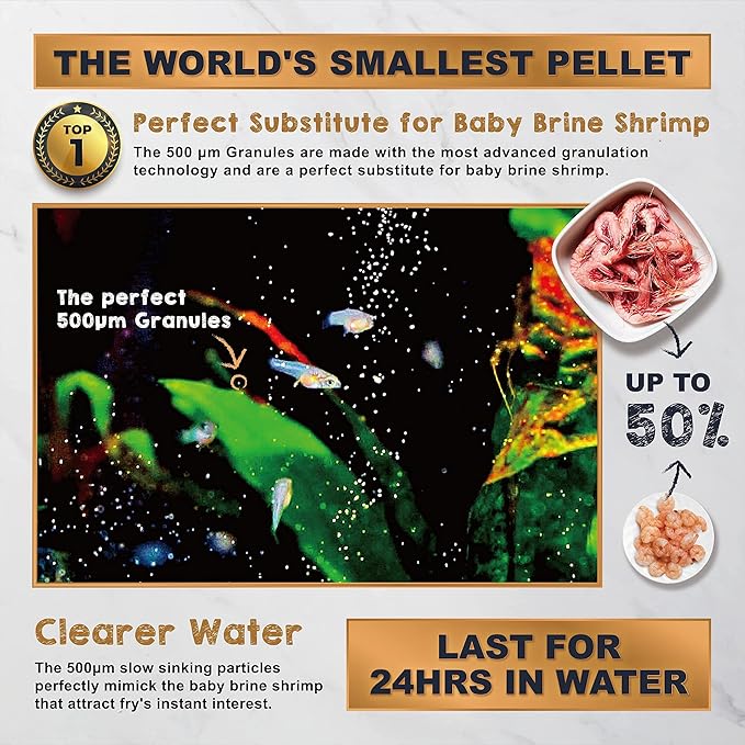 Ultra Fresh Baby Fish Food with 50% Sword Prawn Shrimp, Slow Sinking, Substitute for Brine Shrimp - For Fry Health and Cleaner Water UltraFresh-ShrimpDelight