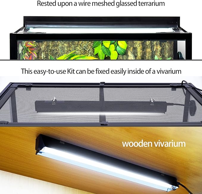 REPTI ZOO T5 HO UVB Lighting Combo Kit, Terrarium Hood Comes with Desert 10.0 UVB T5 Lamp (24W) REPTIZOO