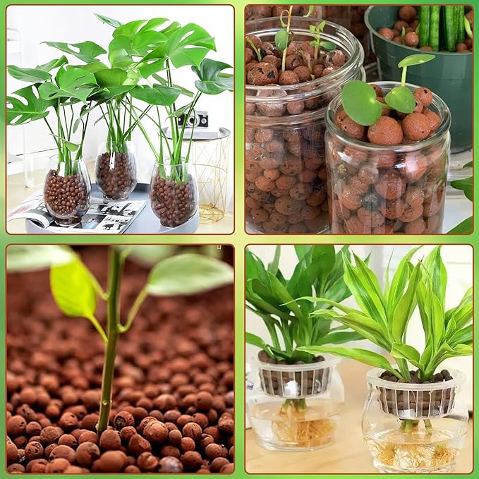 Halatool 12 LB Clay Pebbles for Plants 4mm-16mm Clay Balls 100% Natural Hydroton Leca Balls for Indoor Plants Hydroponic Growing Gardening Orchids Drainage Decoration Aquaponics HALATOOL