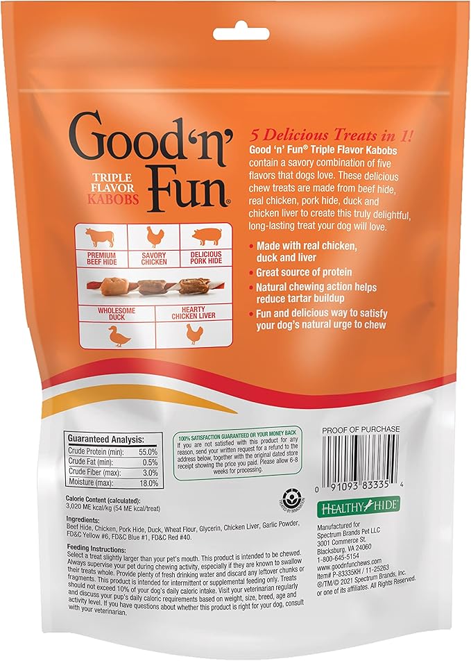 Good'N'Fun Triple Flavored Rawhide Kabobs for Dogs - PAWPICO