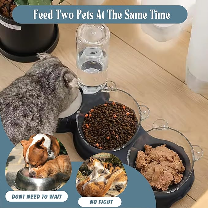 Cat Feeder and Water Dispenser Set - Pet Food Bowl, Cat Food Dispenser, Water Feeder for Cats and Dogs, All-in-One Pet Food and Water Dispenser Solution. - PAWPICO