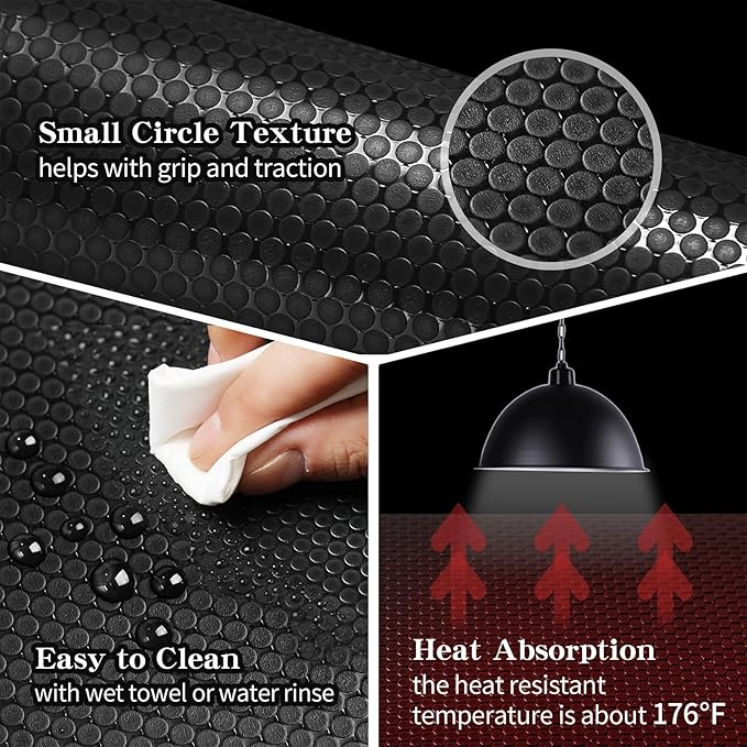 Bearded Dragon Tank Accessories, Reptile Mat, Reptile Terrarium Substrate Liner for Leopard Gecko, Lizard, Snake, Tortoise, Iguana Non-Adhesive Reptile Flooring (18"x36" Black) zunzingy